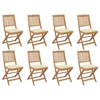 Folding Garden Chairs with Cushions Solid Wood Acacia