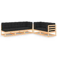 5 Piece Garden Lounge Set Solid Pinewood