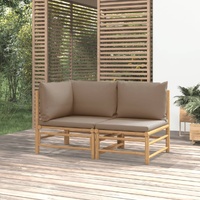 Garden Lounge Set with Cushions Bamboo