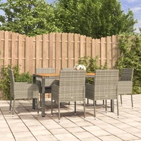 Garden Dining Set with Cushions Poly Rattan