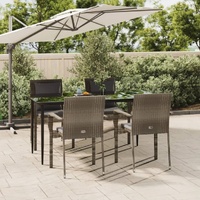 Garden Dining Set with Cushions Black Poly Rattan