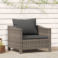 Garden Lounge Set with Cushions Grey Poly Rattan
