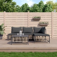 Garden Lounge Set with Cushions Anthracite Poly Rattan