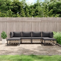 Garden Lounge Set with Cushions Anthracite Poly Rattan
