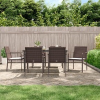 Garden Dining Set with Cushions Poly Rattan and Steel