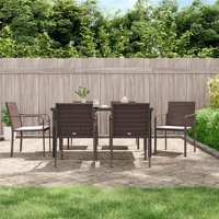 Garden Dining Set with Cushions Poly Rattan and Steel