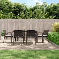 Garden Dining Set with Cushions Poly Rattan and Steel