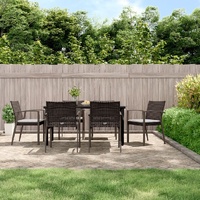Garden Dining Set with Cushions Poly Rattan and Steel