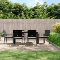 Garden Dining Set with Cushions Poly Rattan and Steel