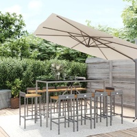 Garden Bar Set Poly Rattan& Solid Wood Acacia