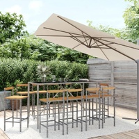 Garden Bar Set Poly Rattan& Solid Wood Acacia