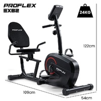 PROFLEX Magnetic Recumbent Exercise Bike, LCD Display, Heart Rate Sensors, Adjustable Seat, 8-Level Resistance, Comfortable Seated Home Cardio Fitness