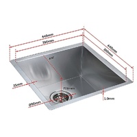 440x440mm Handmade Stainless Steel Undermount / Topmount Kitchen Laundry Sink with Waste