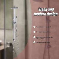 WELS 8" Rain Shower Head Set Square Dual Heads Faucet High Pressure Hand Held