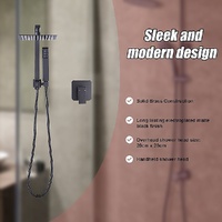 WELS 8" Rain Shower Head Set Square Dual Heads Faucet High Pressure With Mixer