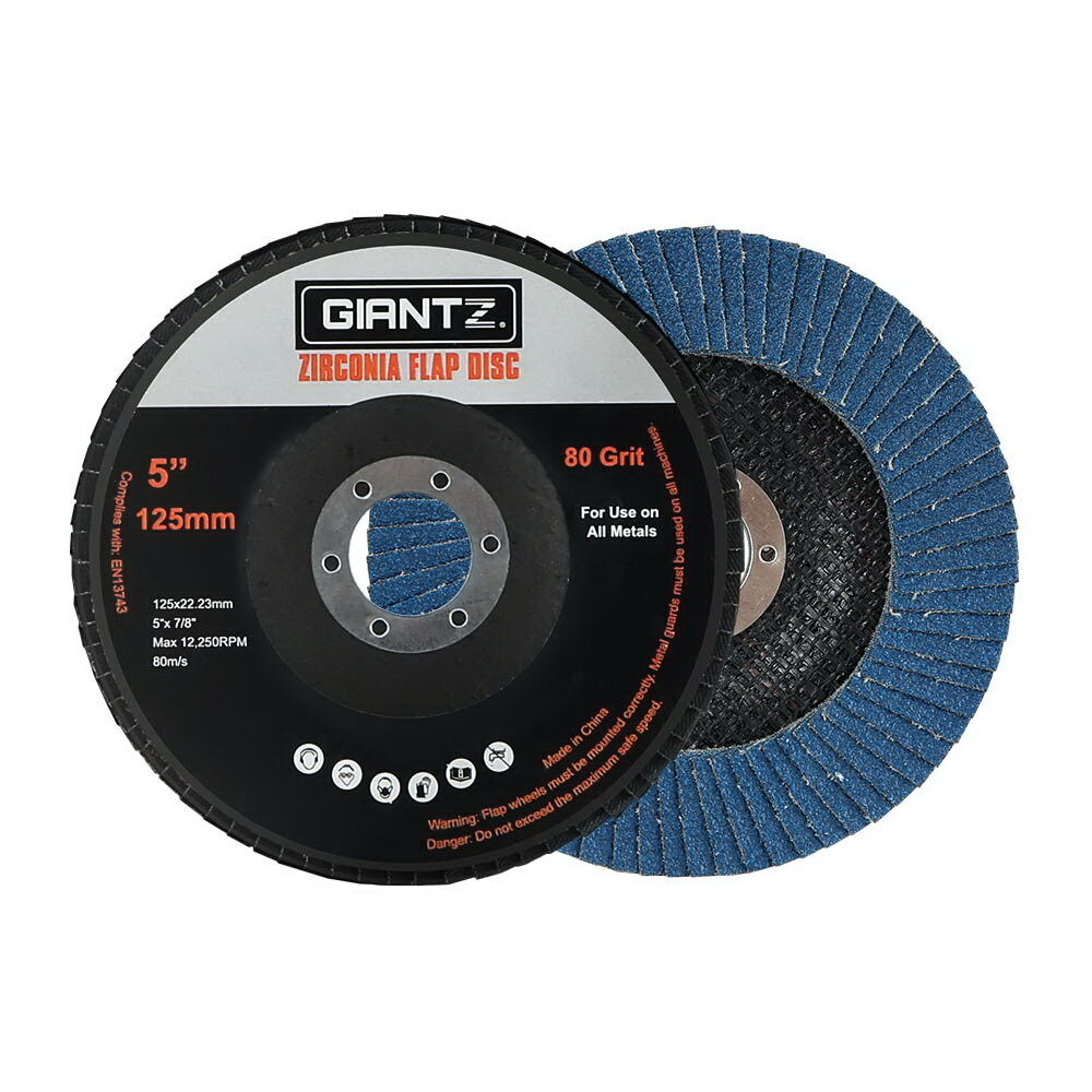 100 PCS Zirconia Sanding Flap Disc 5" 125mm 80Grit Angle Grinding Wheel