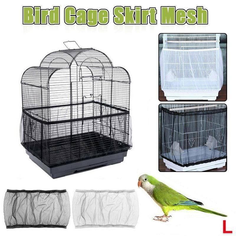 Size Shell Skirt Mesh Cover Pet Bird Cage Guard Nylon Net Seed Catcher White