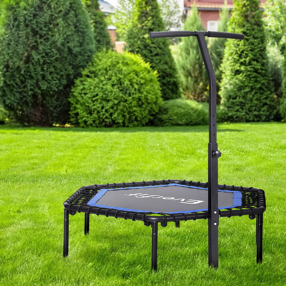 48inch Hexagon Fitness Trampoline Rebounder Adjustable Handrail