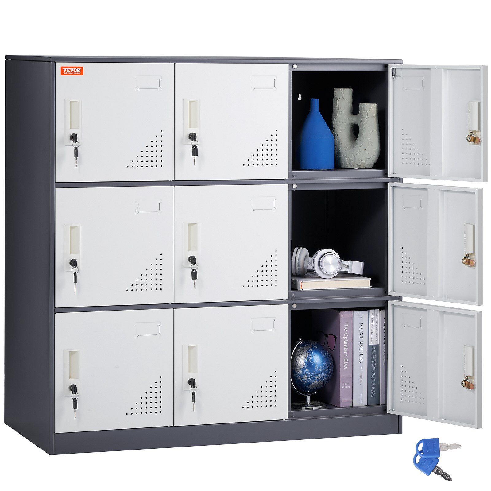 VEVOR 9 Doors Metal Storage Cabinet Employees Steel Storage Cabinet Office