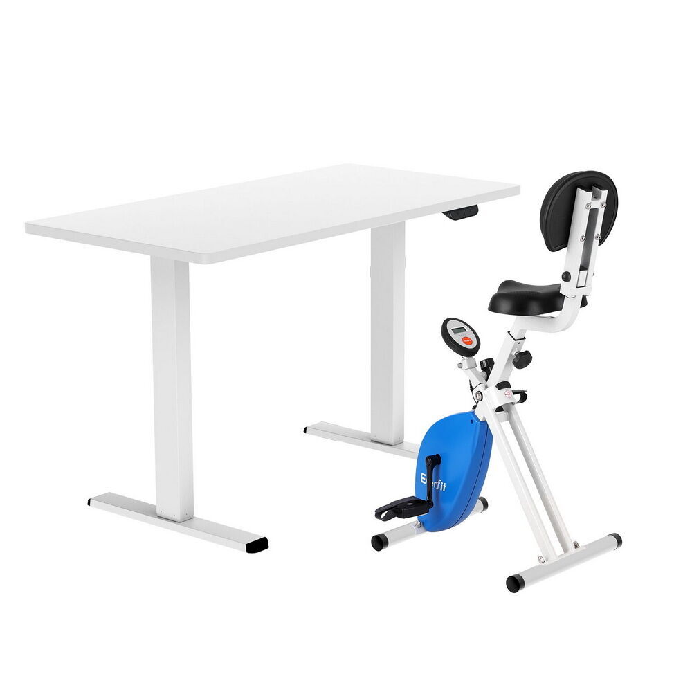 Under Desk Folding -Bike with 140cm Automatic Standing Desk Magnetic Resistance