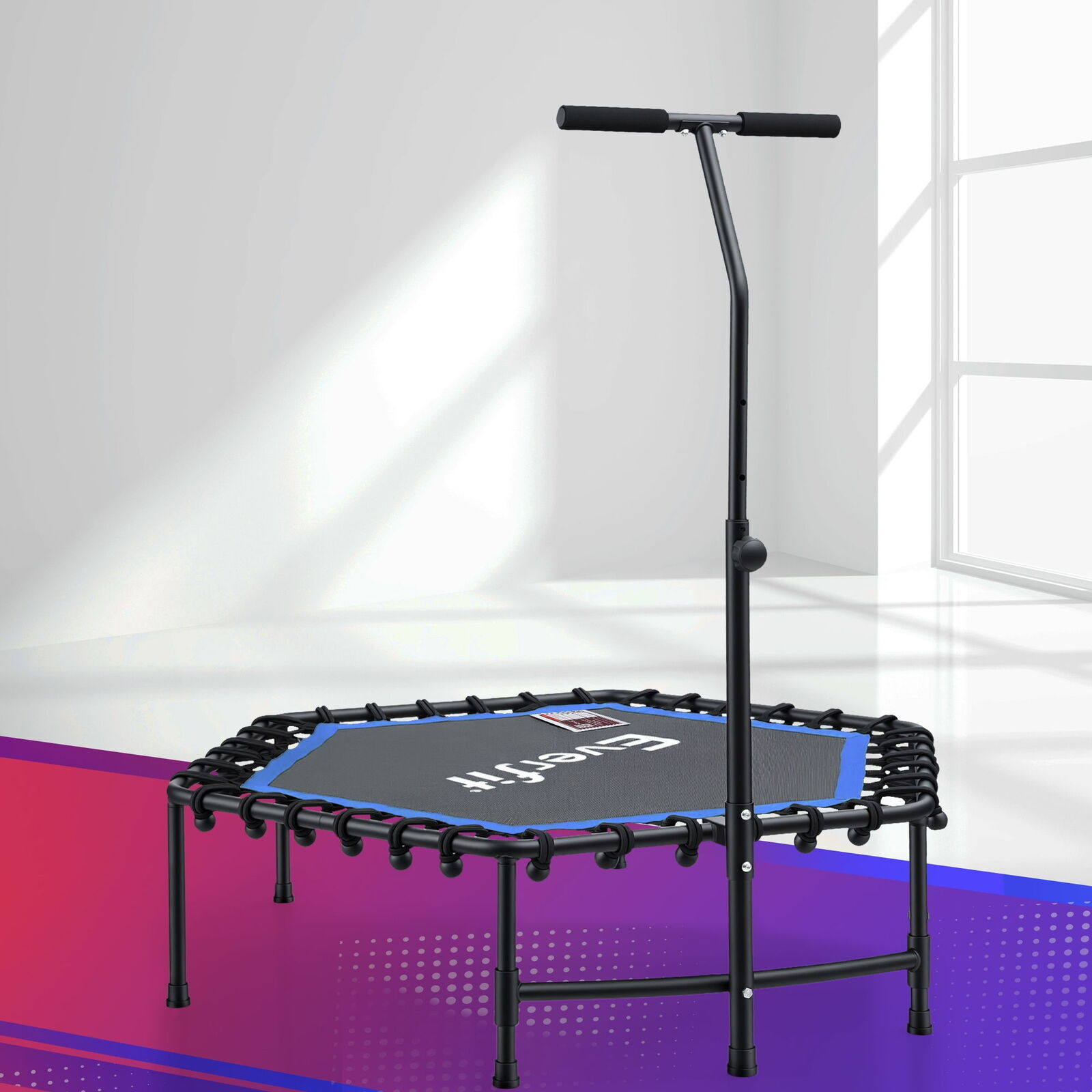48inch Hexagon Fitness Trampoline Rebounder Adjustable Handrail Range 2