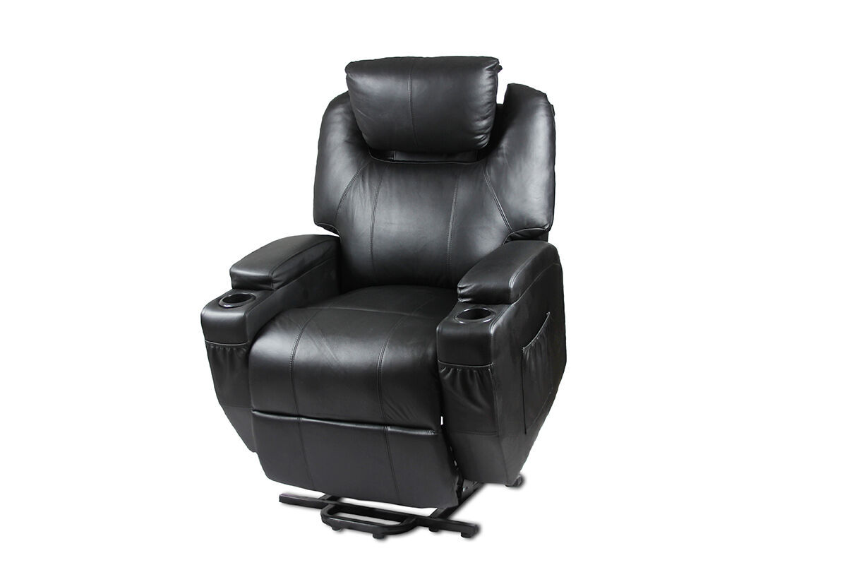 Recliner Lift Heat Massage Armchair Sofa Leather 2 Motor Chair