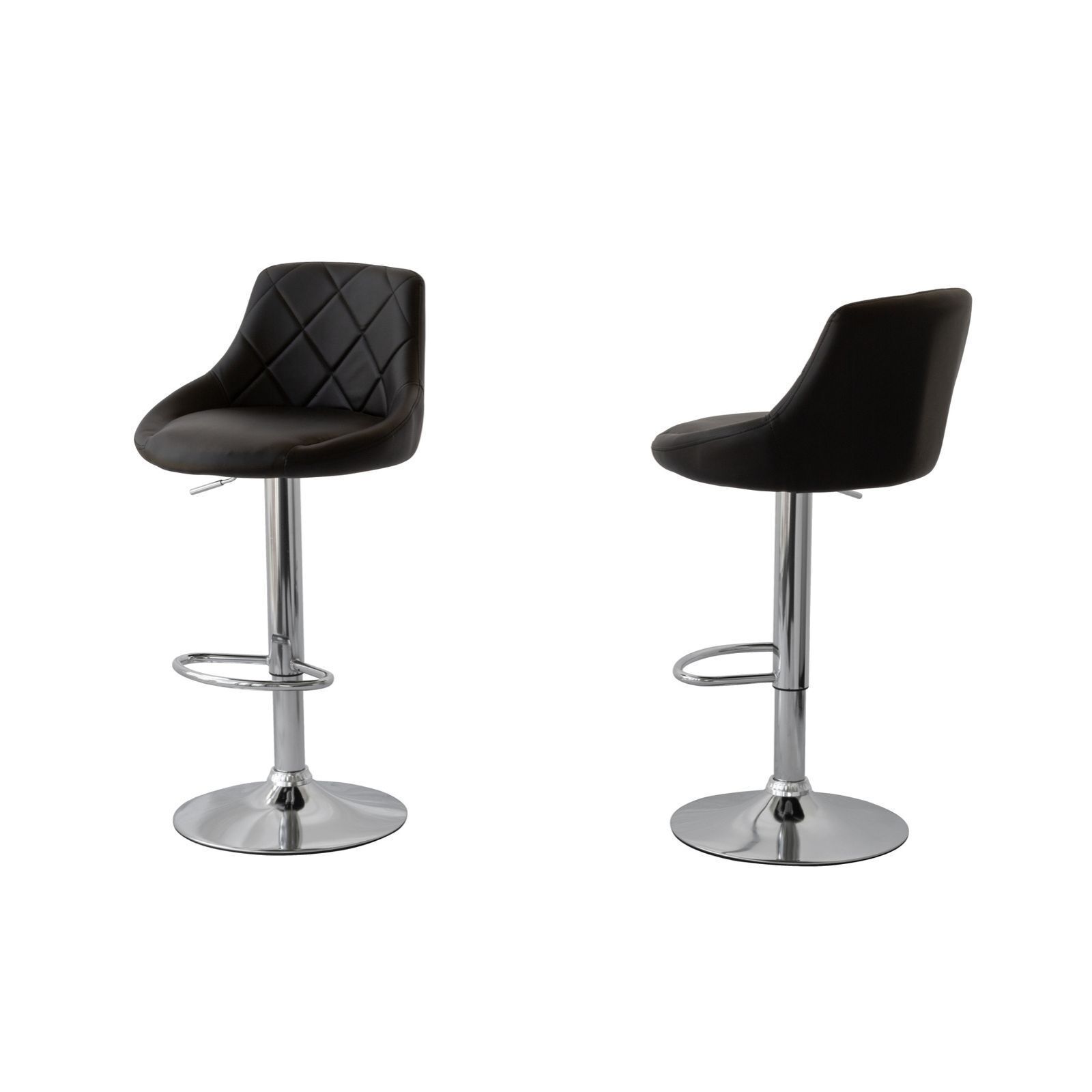 2 Diamond Style Padded Leather Barstools w Adjustable Height