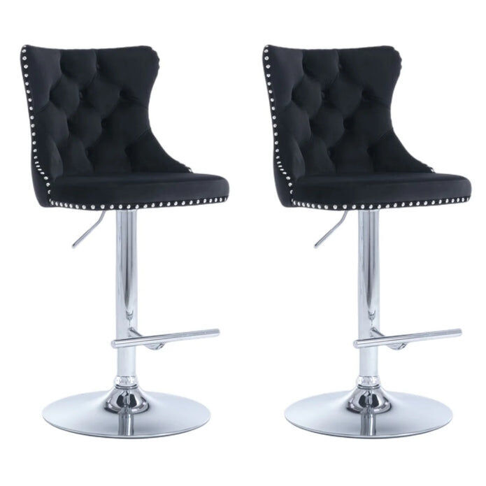 SERENIT‚àö‚Ä† Velvet Bar Stools Adjustable Swivel Counter Height Chairs with Tufted Back and Nailhead Trim for Kitchen Island Pub Restaurant ( , C 2Pc