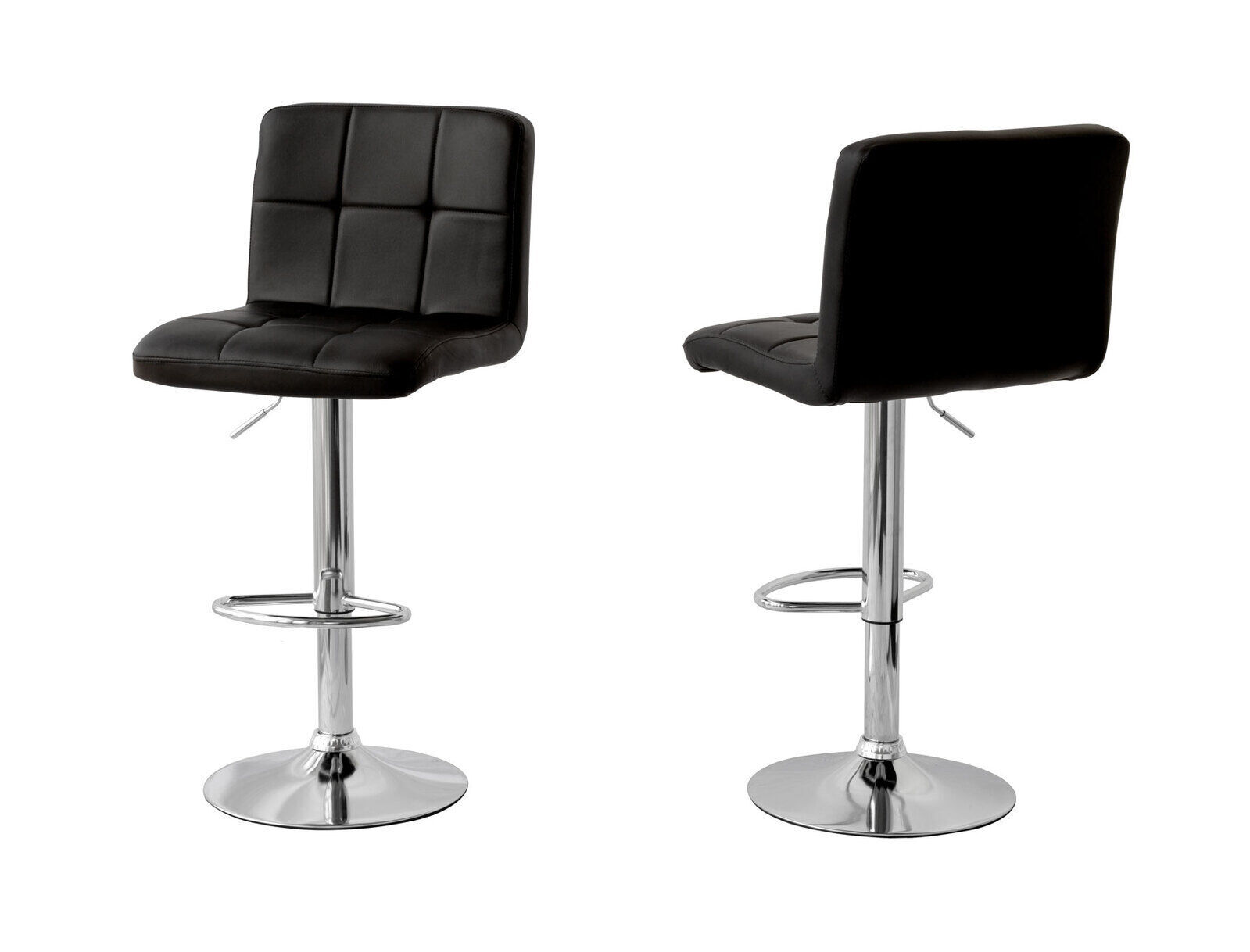 2 Tall Back Padded Leather Barstools 90-110cm