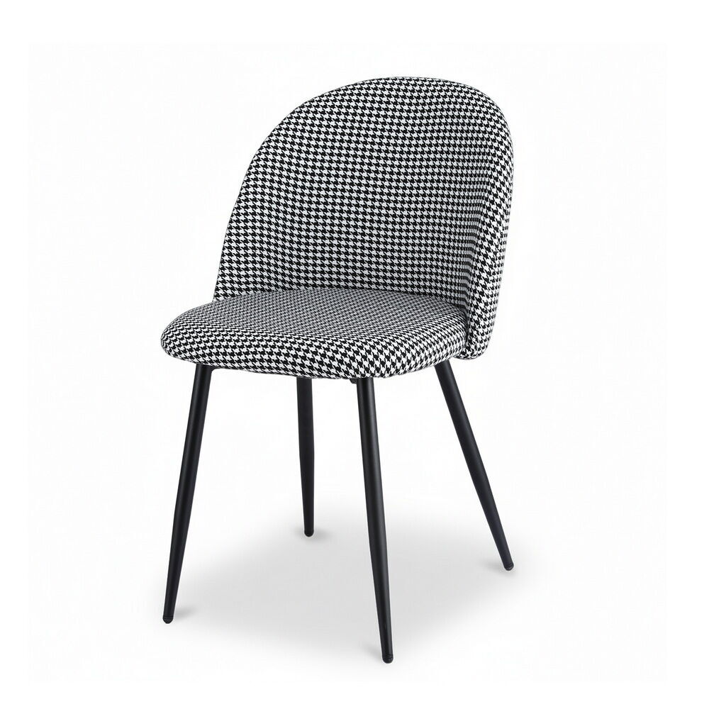 Dining Chairs Linen Solid Curved Houndstooth