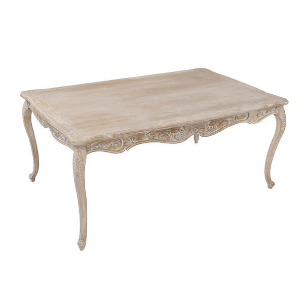 Dining Table Oak Wood Plywood Veneer White Washed Finish