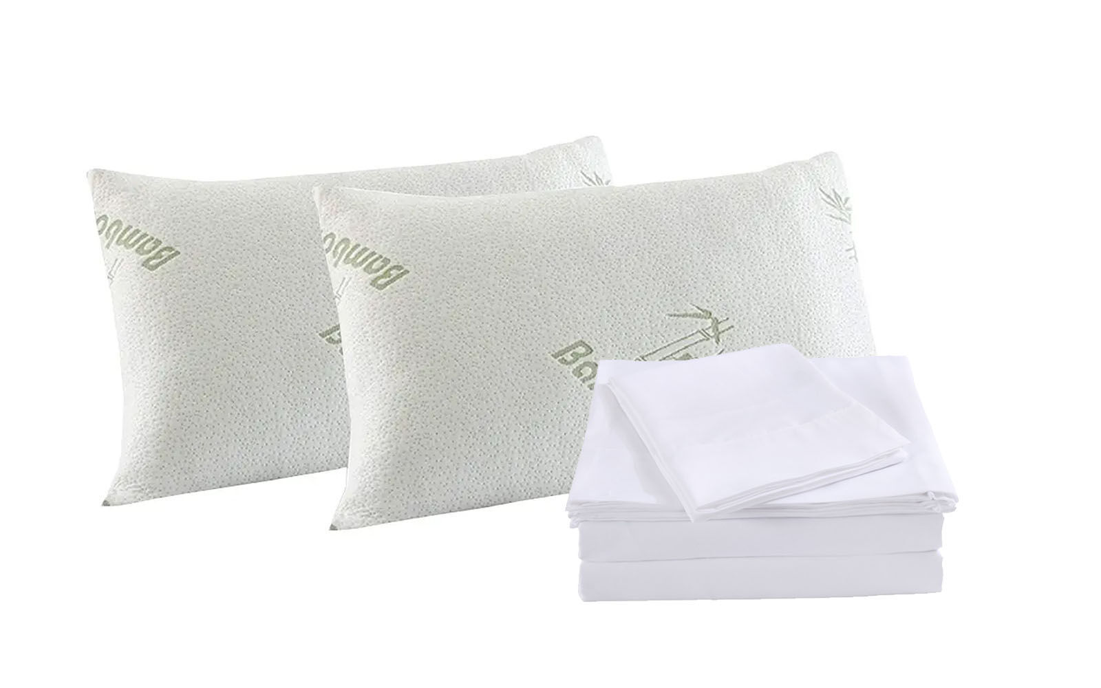 Royal Comfort Bamboo Blend Sheet Set 1000TC and Bamboo Pillows Ultra Soft 2 Pack White