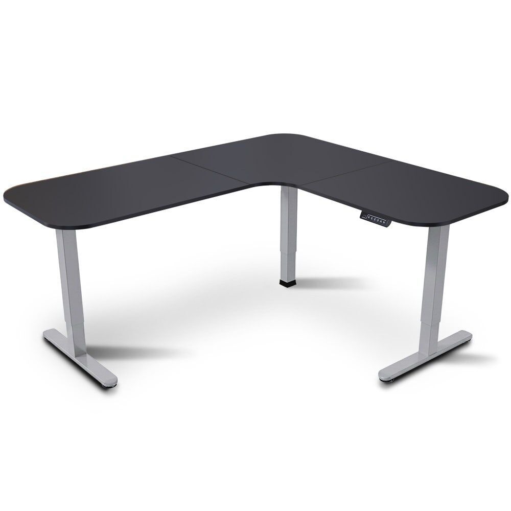 Corner Standing Desk 160 by 140cm 72-118cm Sit to Stand Up Electric Height Adjustable Desktop Silver Frame