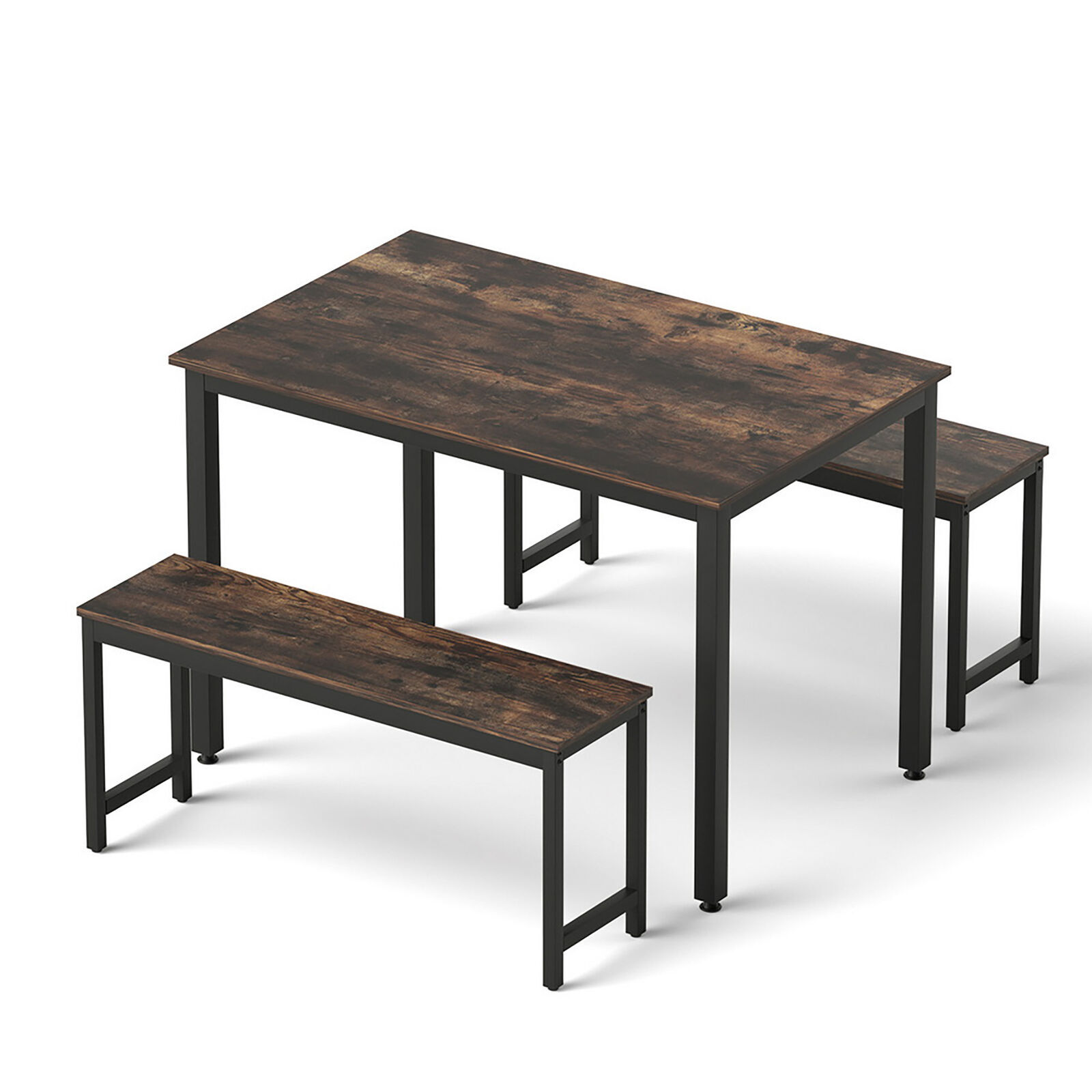 Dining Table Chairs Set Kitchen Metal Desk Bench 3PCS