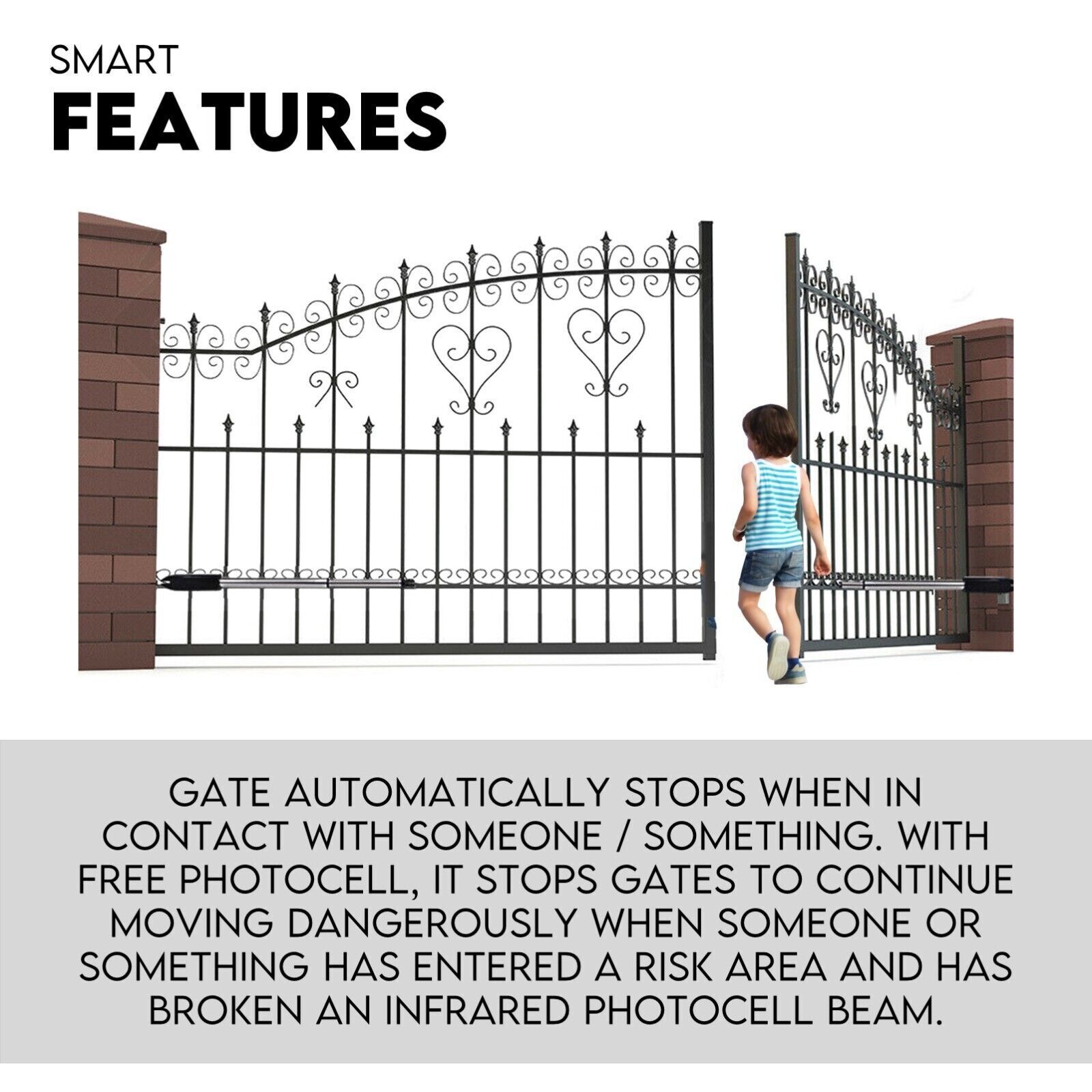 Swing Gate Opener Automatic Solar Power Kit Remote Control