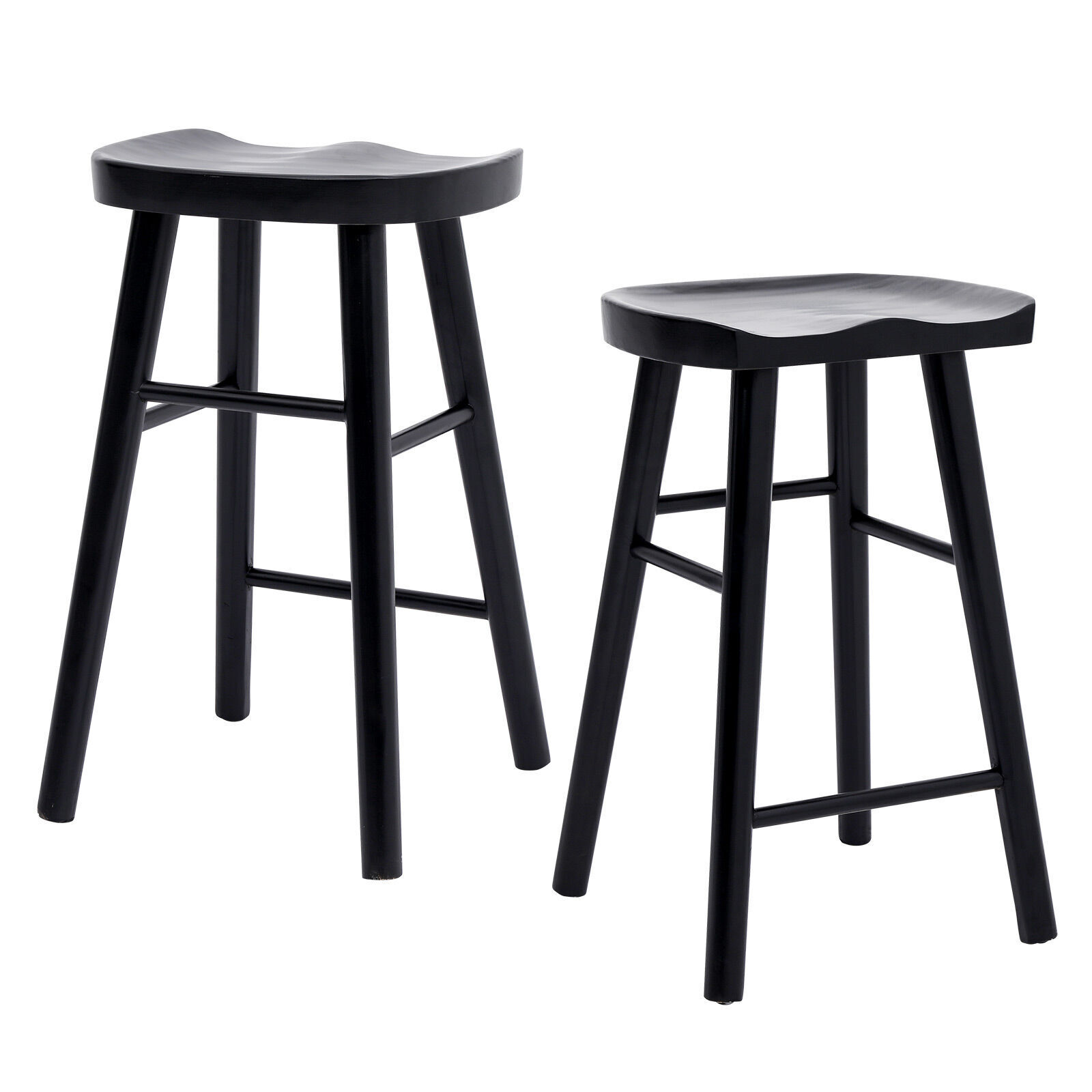 Wooden Bar Stool Dining Chair Pine Wood FRIDA Black