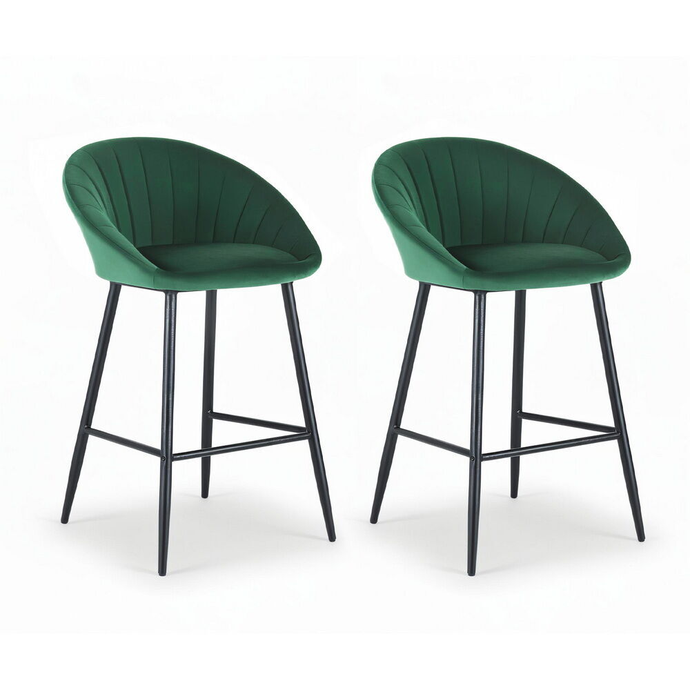 Bar Stools Kitchen Dining Chair Counter Stool Tub Velvet Metal Green