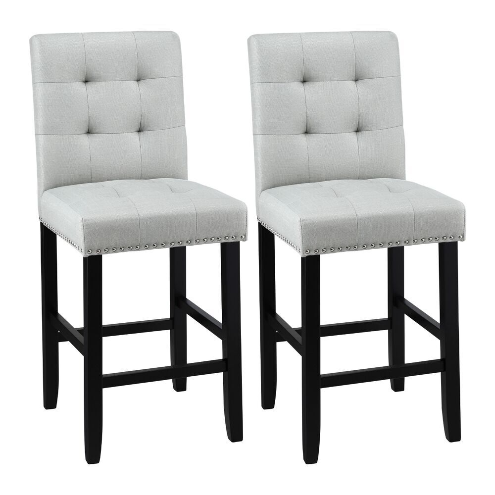 Bar Stools Kitchen Dining Chairs Counter Fabric Stool Wooden Ada Grey