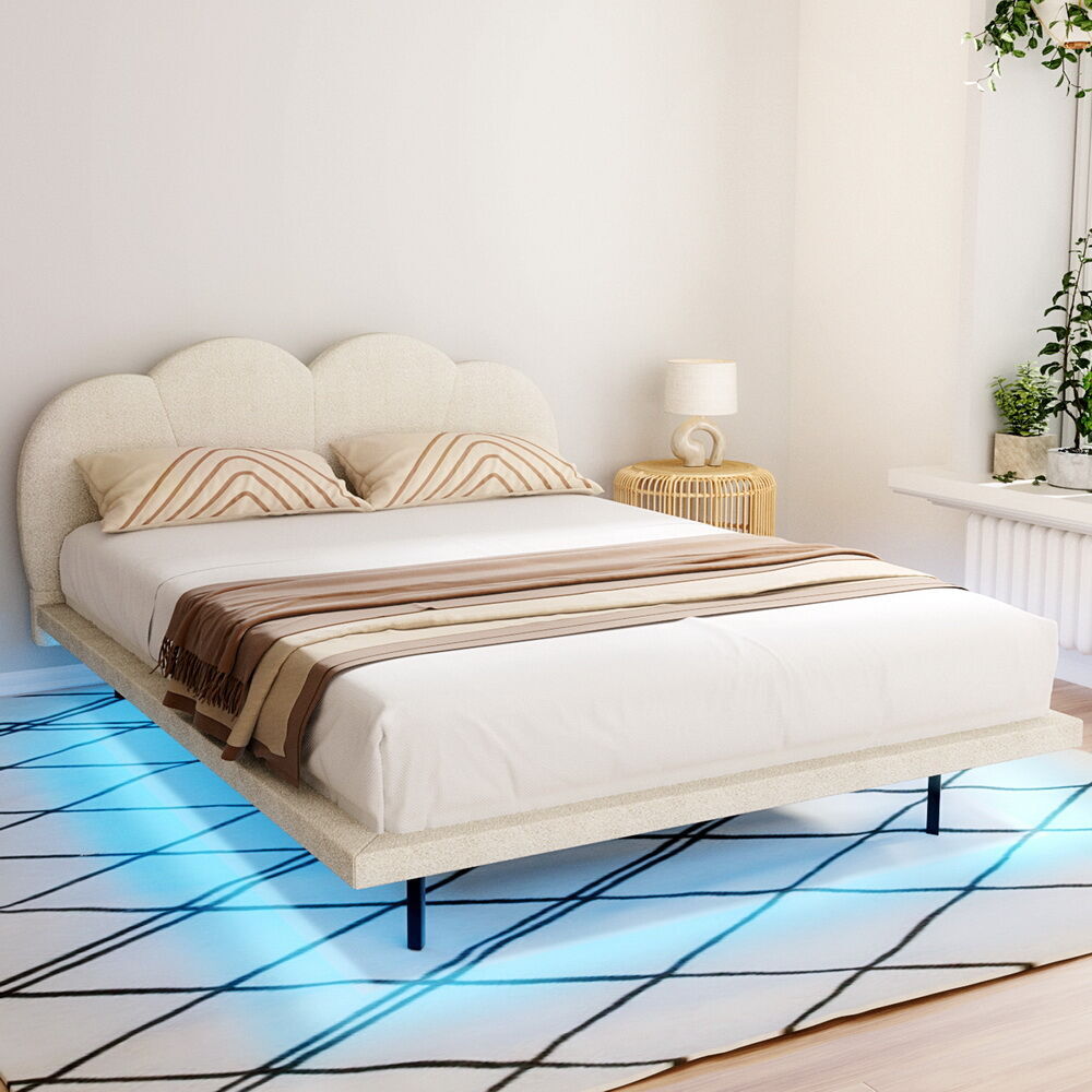 Bed Frame Boucle Beige