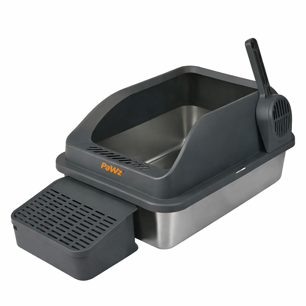 Stainless Steel Cat Litter Box Big Cats Kitten High Sided Easy Clean