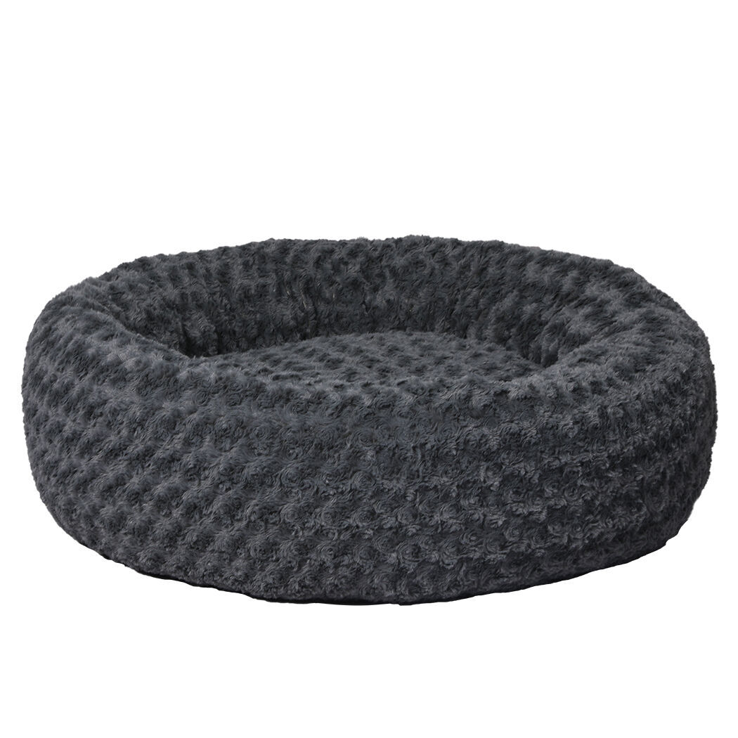 Calming Dog Bed Warm Soft Plush Grey