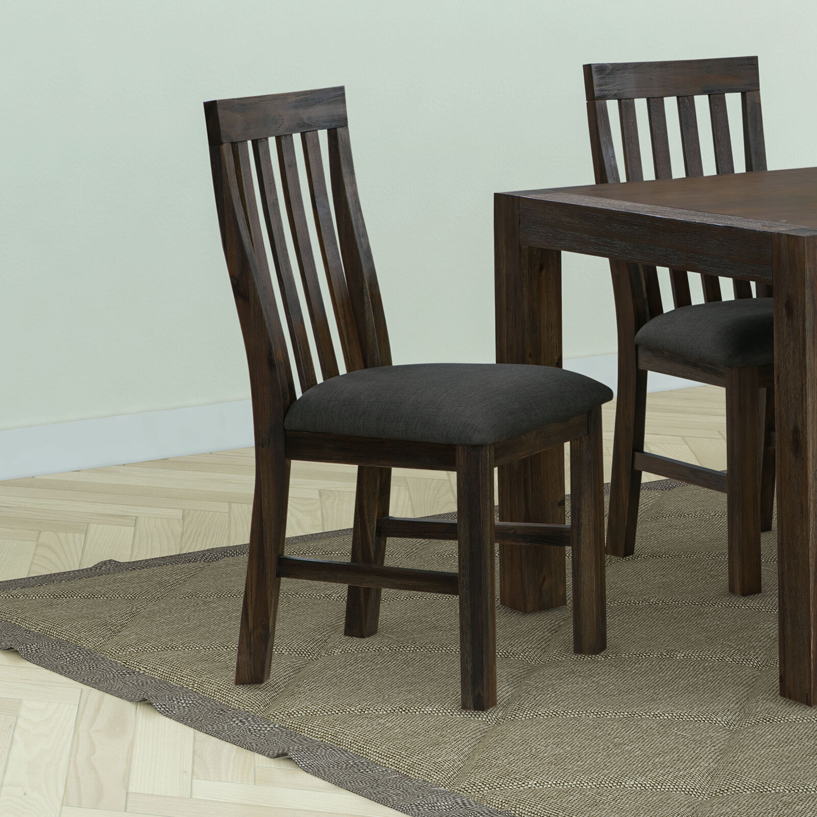 Wooden Frame Leatherette in Solid Wood Acacia & Veneer Dining Chairs in Chocolate