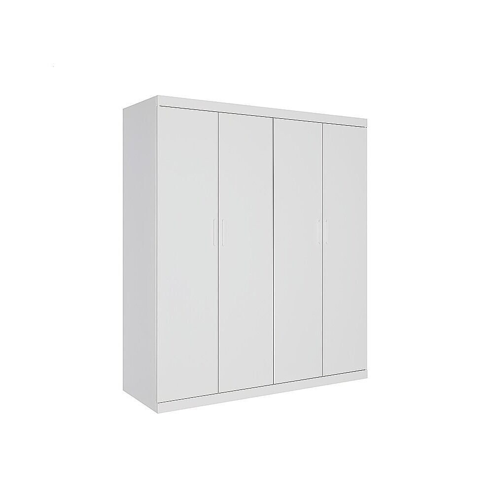 4 Door White Wardrobe Cabinet ‚Äö√Ñ√∂‚àö√ë‚àö¬® Hanging Rail Shelves &