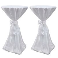 Ribbon-Tied Satin Bar Table Cover Pair