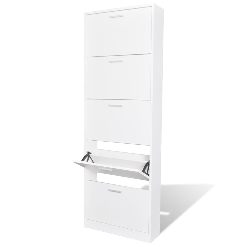 Wooden Shoe Cabinet with 5 Compartments