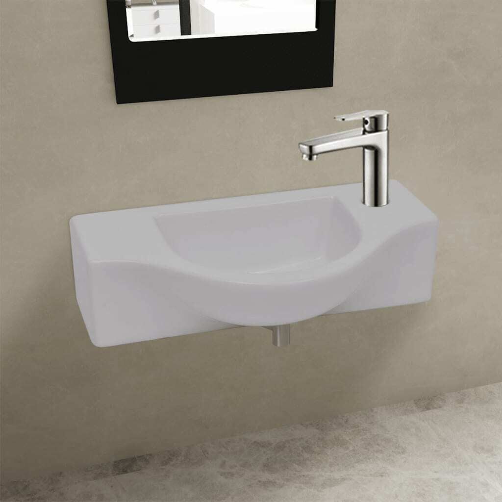 Ceramic Bathroom Sink Basin with Faucet Hole