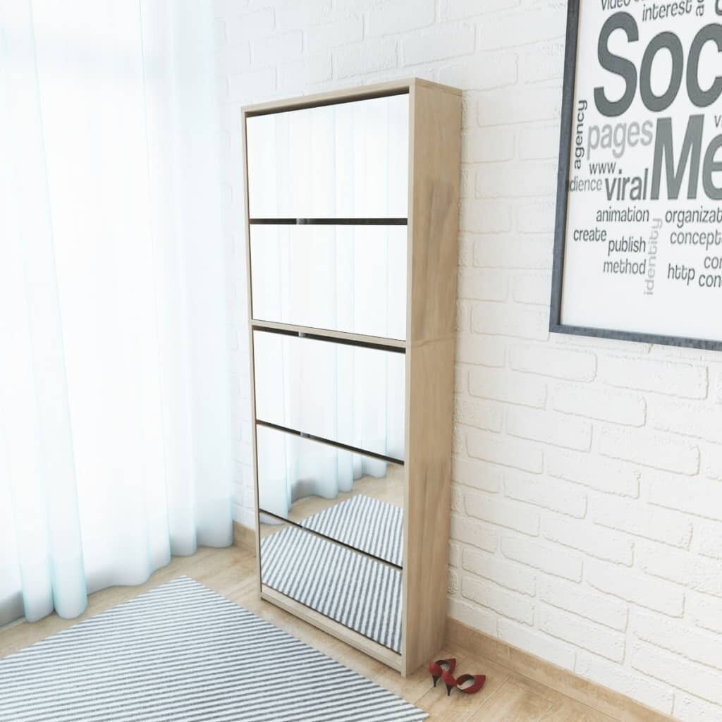 Shoe Cabinet 5-Layer Mirror 63x17x169.5 cm