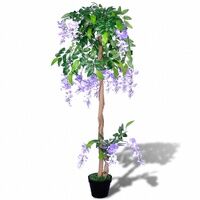 Potted Faux Wisteria with Cascading Flowers
