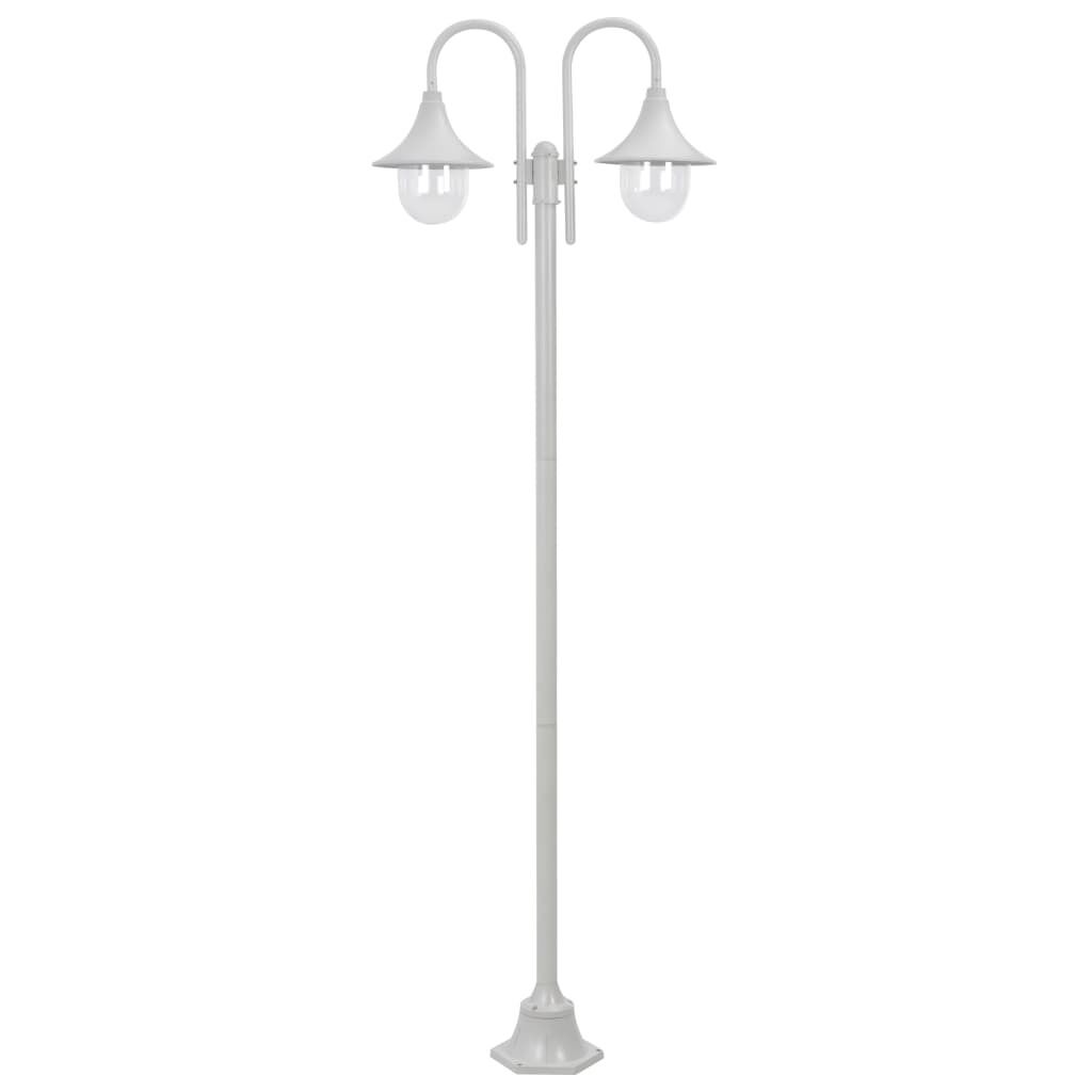 Garden Post Light E27 220 cm Aluminium 2-Lantern