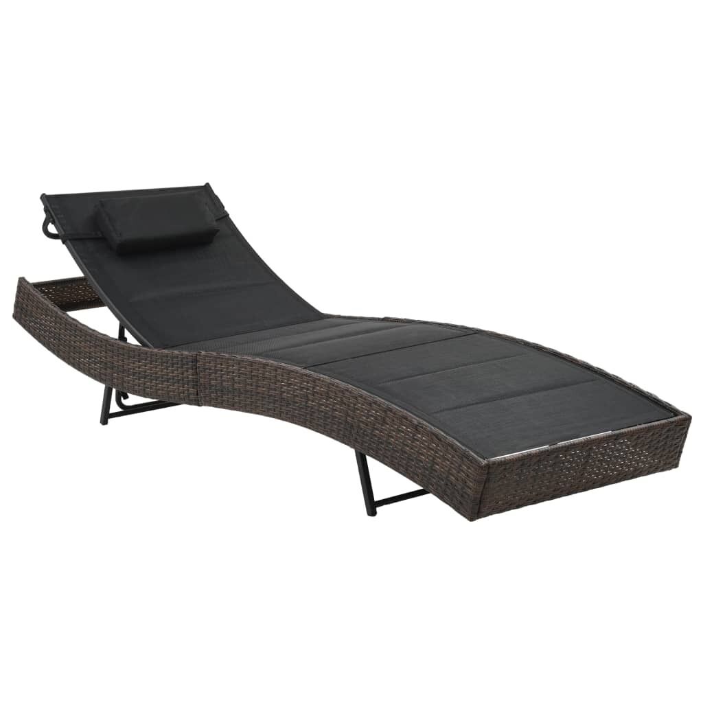 Sun Lounger Poly Rattan and Textilene